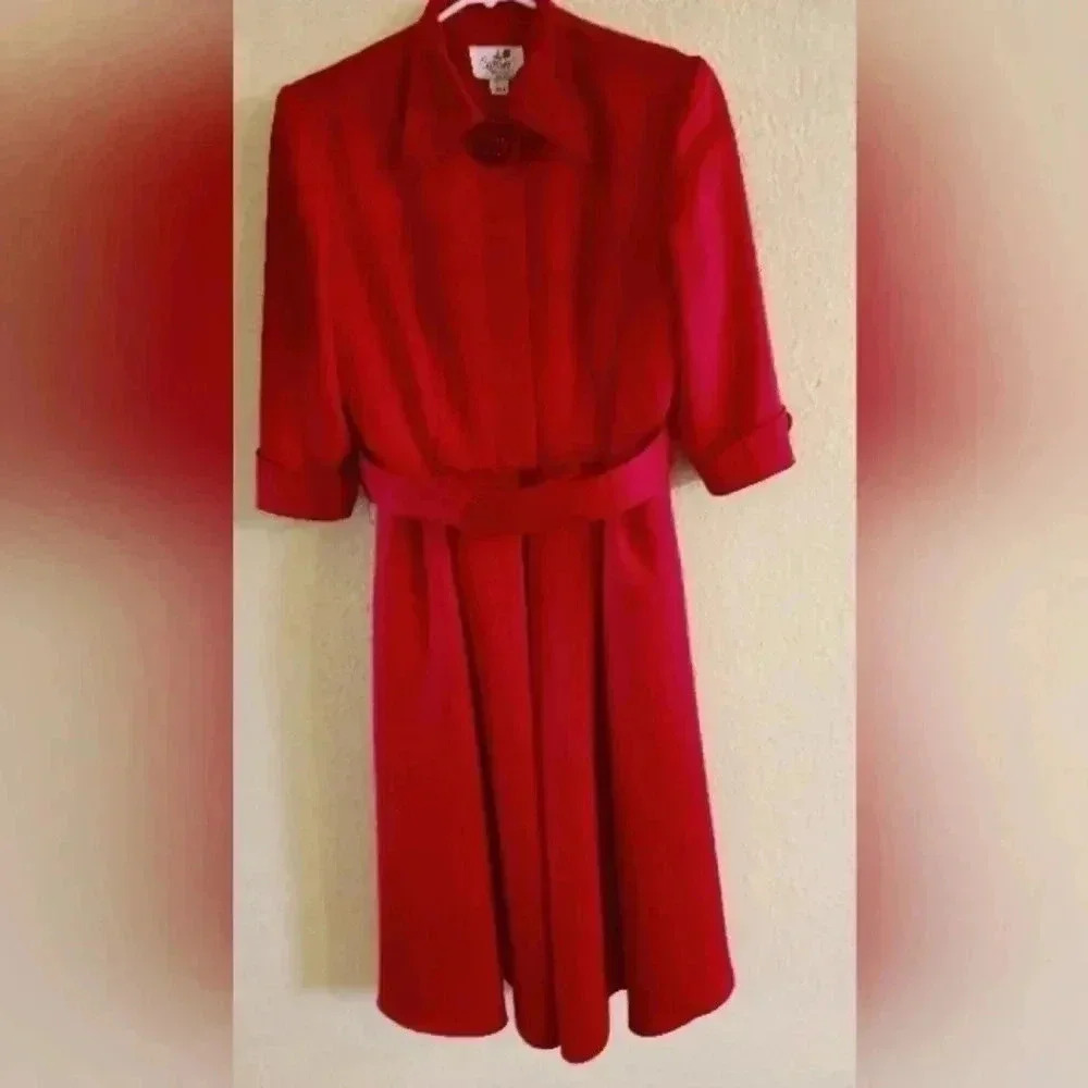 Vintage Caron Chicago Dress, Size 8, Red
